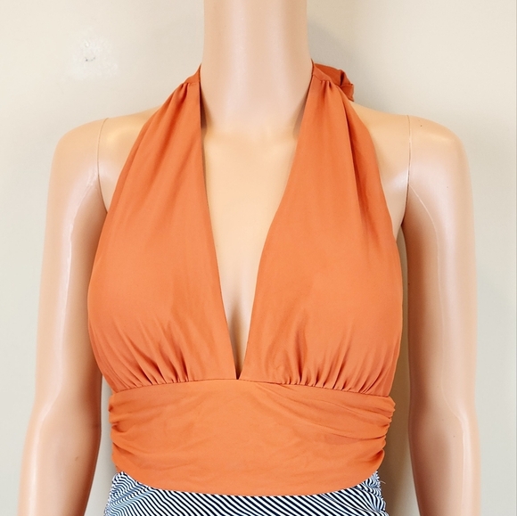 Cupshe Stripe Botton Solid Top One Piece  Swimsuit - Picture 6 of 11